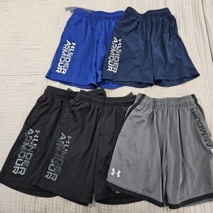 Under Armour Boy's Athletic Shorts - Blue, Black, Gray